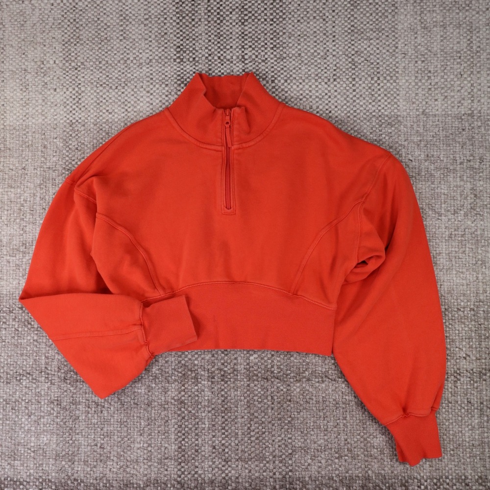 Offline by Aerie Womens Large Orange Quarter Zip Cropped Sweatshirt Pullover
